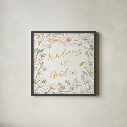 Daisy Field II by Silvia Vassileva. Shown in a sleek black glass frame for a contemporary gallery look. Available as an archival giclee rolled canvas, fine art paper, or poster print. SKU 81143a.