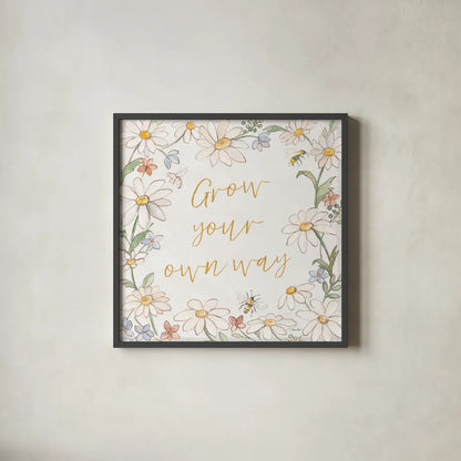 Daisy Field III by Silvia Vassileva. Shown in a sleek black glass frame for a contemporary gallery look. Available as an archival giclee rolled canvas, fine art paper, or poster print. SKU 81144a.