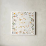 Daisy Field III by Silvia Vassileva. Shown in a crisp white glass frame for a clean and minimalist style. Available as an archival giclee rolled canvas, fine art paper, or poster print. SKU 81144a.
