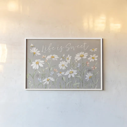 Daisy Field IV by Silvia Vassileva. shown as a paper print in a white frame. Available as a archival giclee rolled canvas, fine art paper, or poster print. SKU 81145i.
