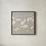 Daisy Field IV Sq by Silvia Vassileva. Shown in a sleek black glass frame for a contemporary gallery look. Available as an archival giclee rolled canvas, fine art paper, or poster print. SKU 83301a.