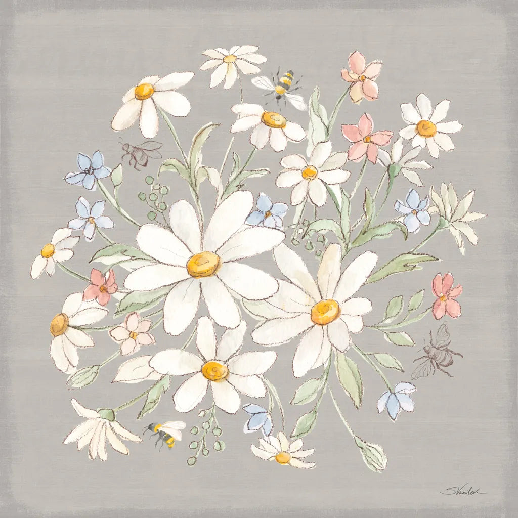 Daisy Field V by Silvia Vassileva. SKU 81146a. Archival Giclee Fine art print for wall decor.