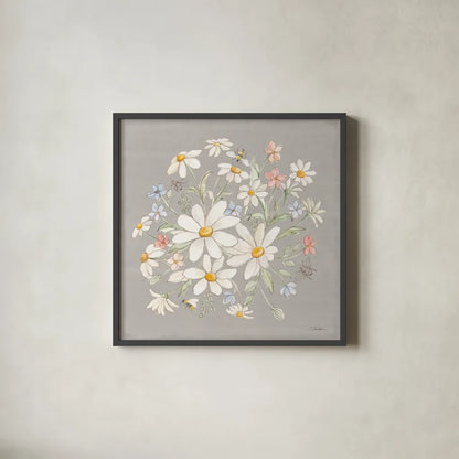 Daisy Field V by Silvia Vassileva. Shown in a sleek black glass frame for a contemporary gallery look. Available as an archival giclee rolled canvas, fine art paper, or poster print. SKU 81146a.