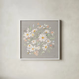 Daisy Field VI by Silvia Vassileva. Shown in a crisp white glass frame for a clean and minimalist style. Available as an archival giclee rolled canvas, fine art paper, or poster print. SKU 81147a.
