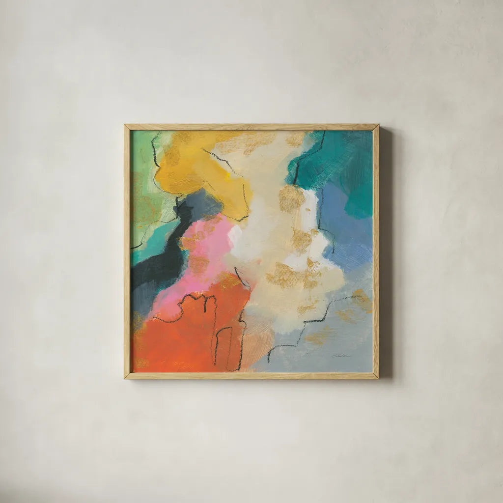 Daydream II by Silvia Vassileva. Shown in a natural wood glass frame for a timeless modern aesthetic. Available as an archival giclee rolled canvas, fine art paper, or poster print. SKU 63767a.