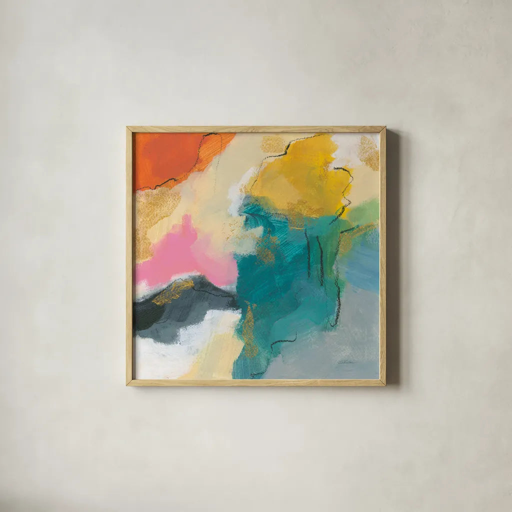 Daydream IV by Silvia Vassileva. Shown in a natural wood glass frame for a timeless modern aesthetic. Available as an archival giclee rolled canvas, fine art paper, or poster print. SKU 63769a.