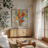 Daydreaming by Silvia Vassileva. Shown in a natural wood frame in a cozy modern living room. Available as an archival giclee rolled canvas, fine art paper, or poster print. SKU 77863a.