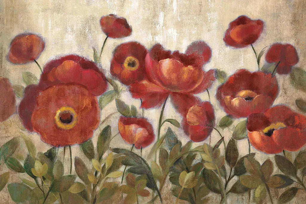 Daydreaming Flowers Red by Silvia Vassileva. SKU 11028i. Archival Giclee Fine art print for wall decor.