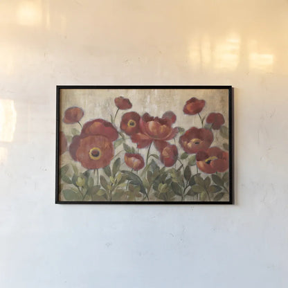 Daydreaming Flowers Red by Silvia Vassileva. shown as a paper print in a black flame. Available as a archival giclee rolled canvas, fine art paper, or poster print. SKU 11028i.