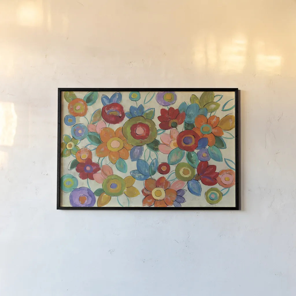 Decorative Flowers by Silvia Vassileva. shown as a paper print in a black flame. Available as a archival giclee rolled canvas, fine art paper, or poster print. SKU 28116i.