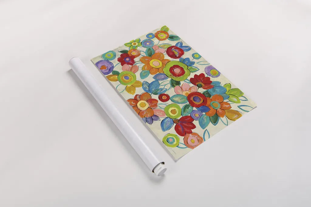 Decorative Flowers Bright by Silvia Vassileva. shown as a rolled paper print. Available as archival giclee rolled canvas, fine art paper, or poster print. SKU 28857i.