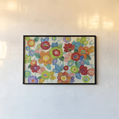 Decorative Flowers Bright by Silvia Vassileva. shown as a paper print in a black flame. Available as a archival giclee rolled canvas, fine art paper, or poster print. SKU 28857i.