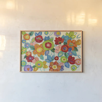 Decorative Flowers Bright by Silvia Vassileva. shown as a paper print in a natural frame. Available as a archival giclee rolled canvas, fine art paper, or poster print. SKU 28857i.