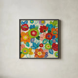 Decorative Flowers Bright Crop by Silvia Vassileva. Shown in a sleek black glass frame for a contemporary gallery look. Available as an archival giclee rolled canvas, fine art paper, or poster print. SKU 28857a.