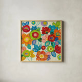 Decorative Flowers Bright Crop by Silvia Vassileva. Shown in a natural wood glass frame for a timeless modern aesthetic. Available as an archival giclee rolled canvas, fine art paper, or poster print. SKU 28857a.