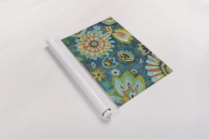 Decorative Peacock Floral by Silvia Vassileva. shown as a rolled paper print. Available as archival giclee rolled canvas, fine art paper, or poster print. SKU 26439i.