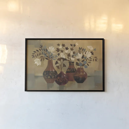 Decorative Vases by Silvia Vassileva. shown as a paper print in a black flame. Available as a archival giclee rolled canvas, fine art paper, or poster print. SKU 60335i.