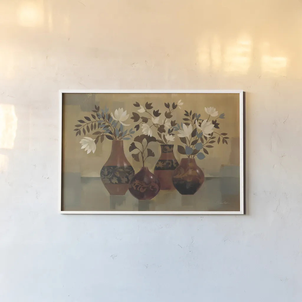 Decorative Vases by Silvia Vassileva. shown as a paper print in a white frame. Available as a archival giclee rolled canvas, fine art paper, or poster print. SKU 60335i.