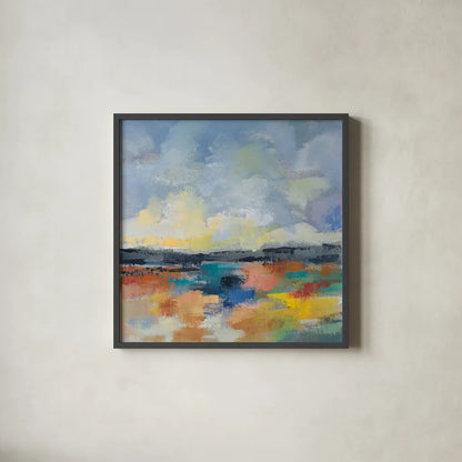 Del Mar Lagoon I by Silvia Vassileva. Shown in a sleek black glass frame for a contemporary gallery look. Available as an archival giclee rolled canvas, fine art paper, or poster print. SKU 90992a.