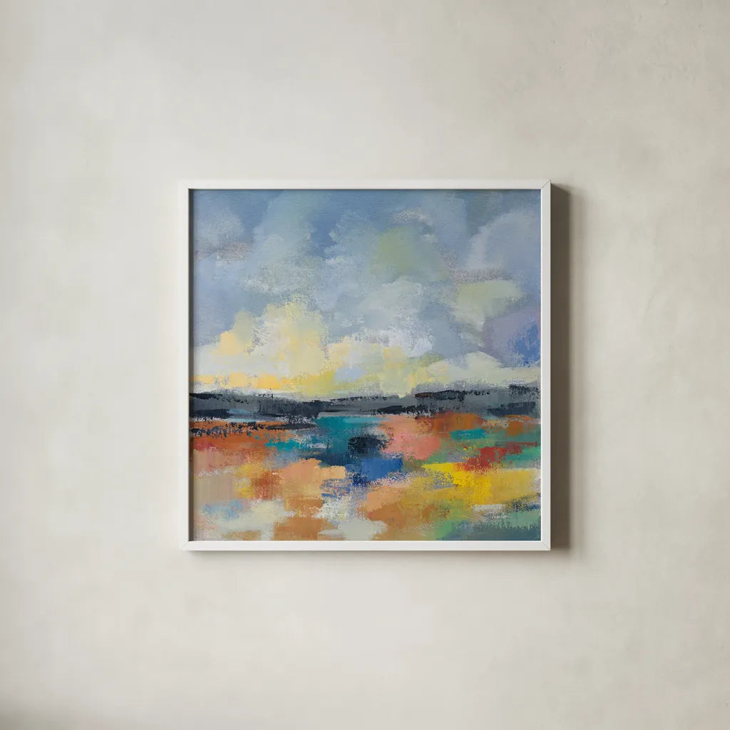 Del Mar Lagoon I by Silvia Vassileva. Shown in a crisp white glass frame for a clean and minimalist style. Available as an archival giclee rolled canvas, fine art paper, or poster print. SKU 90992a.