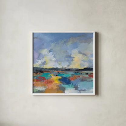 Del Mar Lagoon II by Silvia Vassileva. Shown in a crisp white glass frame for a clean and minimalist style. Available as an archival giclee rolled canvas, fine art paper, or poster print. SKU 90993a.