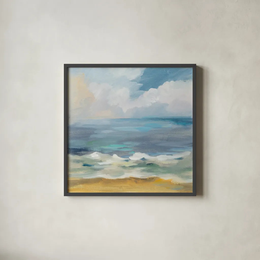 Del Mar Sky I by Silvia Vassileva. Shown in a sleek black glass frame for a contemporary gallery look. Available as an archival giclee rolled canvas, fine art paper, or poster print. SKU 79155a.