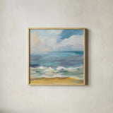 Del Mar Sky I by Silvia Vassileva. Shown in a natural wood glass frame for a timeless modern aesthetic. Available as an archival giclee rolled canvas, fine art paper, or poster print. SKU 79155a.