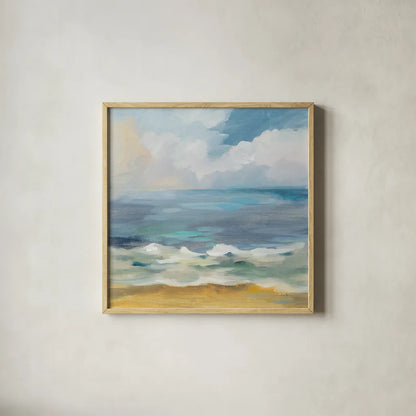 Del Mar Sky I by Silvia Vassileva. Shown in a natural wood glass frame for a timeless modern aesthetic. Available as an archival giclee rolled canvas, fine art paper, or poster print. SKU 79155a.