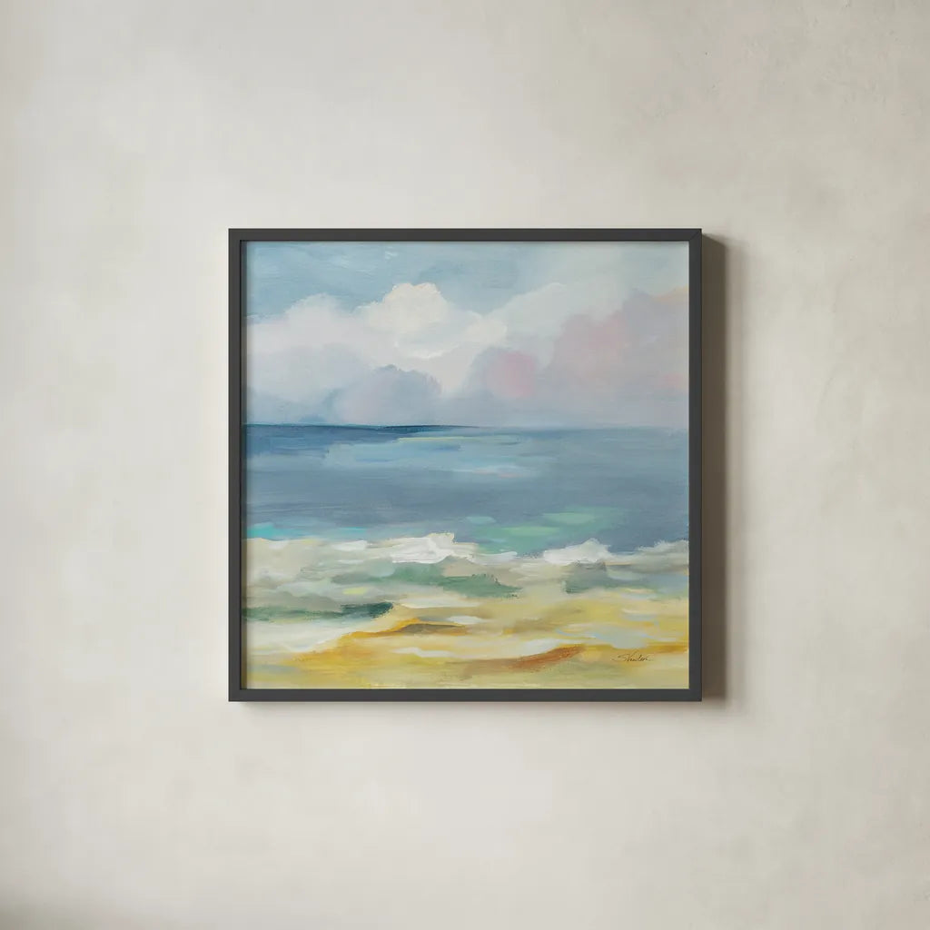 Del Mar Sky II by Silvia Vassileva. Shown in a sleek black glass frame for a contemporary gallery look. Available as an archival giclee rolled canvas, fine art paper, or poster print. SKU 79156a.