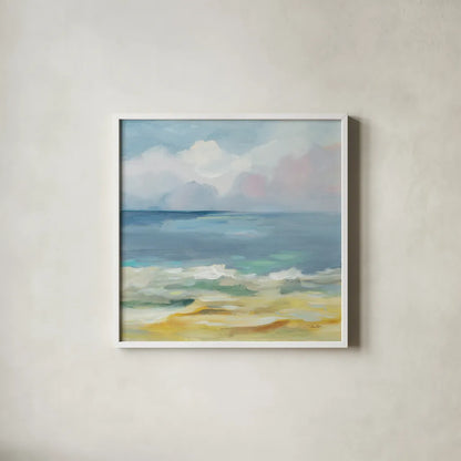 Del Mar Sky II by Silvia Vassileva. Shown in a crisp white glass frame for a clean and minimalist style. Available as an archival giclee rolled canvas, fine art paper, or poster print. SKU 79156a.