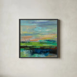 Delmar Sunset II by Silvia Vassileva. Shown in a sleek black glass frame for a contemporary gallery look. Available as an archival giclee rolled canvas, fine art paper, or poster print. SKU 48499a.