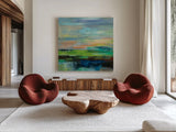 Delmar Sunset II by Silvia Vassileva. Shown as extra-large giant wall art in a modern living room. Available as an archival giclee rolled canvas, fine art paper, or poster print. SKU 48499a.