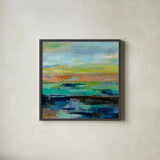 Delmar Sunset III by Silvia Vassileva. Shown in a sleek black glass frame for a contemporary gallery look. Available as an archival giclee rolled canvas, fine art paper, or poster print. SKU 48517a.