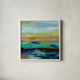 Delmar Sunset III by Silvia Vassileva. Shown in a crisp white glass frame for a clean and minimalist style. Available as an archival giclee rolled canvas, fine art paper, or poster print. SKU 48517a.