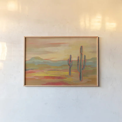 Desert Saguaro by Silvia Vassileva. shown as a paper print in a natural frame. Available as a archival giclee rolled canvas, fine art paper, or poster print. SKU 63978i.