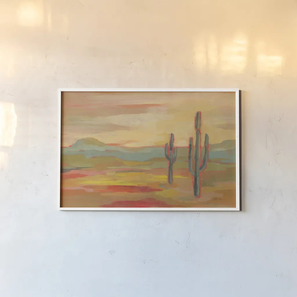 Desert Saguaro by Silvia Vassileva. shown as a paper print in a white frame. Available as a archival giclee rolled canvas, fine art paper, or poster print. SKU 63978i.