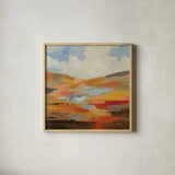 Desert Sky II by Silvia Vassileva. Shown in a natural wood glass frame for a timeless modern aesthetic. Available as an archival giclee rolled canvas, fine art paper, or poster print. SKU 85388a.