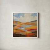 Desert Sky II by Silvia Vassileva. Shown in a crisp white glass frame for a clean and minimalist style. Available as an archival giclee rolled canvas, fine art paper, or poster print. SKU 85388a.