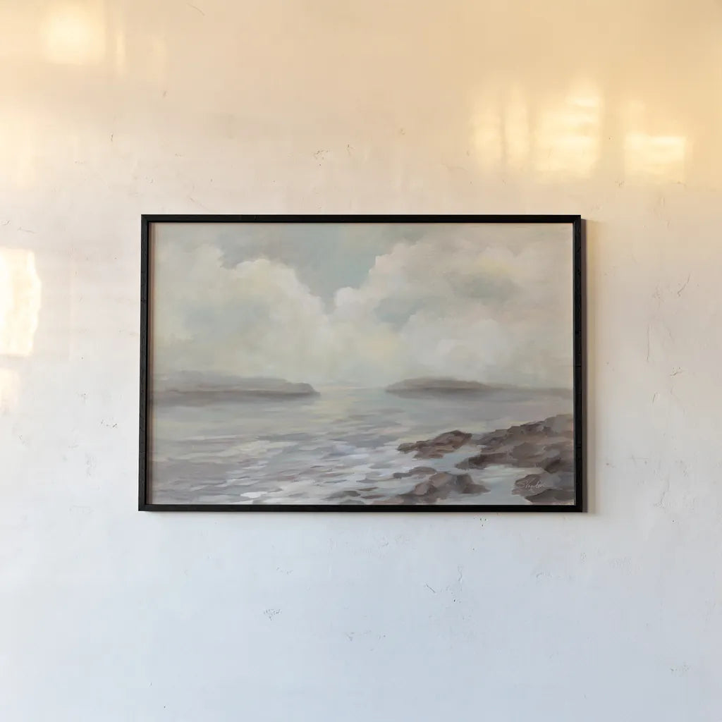 Distant Island by Silvia Vassileva. shown as a paper print in a black flame. Available as a archival giclee rolled canvas, fine art paper, or poster print. SKU 77866i.