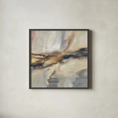Distant Land by Silvia Vassileva. Shown in a sleek black glass frame for a contemporary gallery look. Available as an archival giclee rolled canvas, fine art paper, or poster print. SKU 77099a.