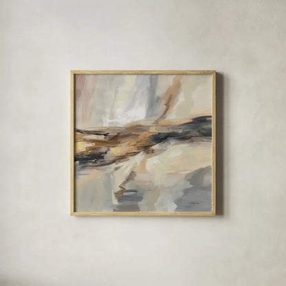 Distant Land by Silvia Vassileva. Shown in a natural wood glass frame for a timeless modern aesthetic. Available as an archival giclee rolled canvas, fine art paper, or poster print. SKU 77099a.