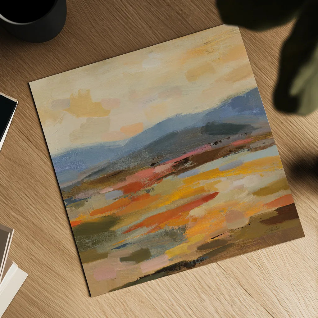 Distant Mountain II by Silvia Vassileva. Shown as a detailed flat fine art print, highlighting archival giclee quality. Available as an archival giclee rolled canvas, fine art paper, or poster print. SKU 94417a.