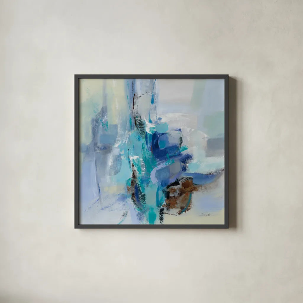 Dove Wings by Silvia Vassileva. Shown in a sleek black glass frame for a contemporary gallery look. Available as an archival giclee rolled canvas, fine art paper, or poster print. SKU 78734a.