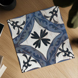 Downtown I Indigo and Cream by Silvia Vassileva. Shown as a detailed flat fine art print, highlighting archival giclee quality. Available as an archival giclee rolled canvas, fine art paper, or poster print. SKU 29276a.