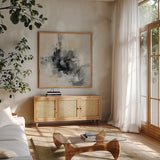 Driving Alone by Silvia Vassileva. Shown in a natural wood frame in a cozy modern living room. Available as an archival giclee rolled canvas, fine art paper, or poster print. SKU 84279a.