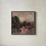 Dusk By The Lake I by Silvia Vassileva. Shown in a sleek black glass frame for a contemporary gallery look. Available as an archival giclee rolled canvas, fine art paper, or poster print. SKU 103198a.