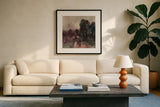 Dusk By The Lake II by Silvia Vassileva. Displayed in a glass frame with matte in a clean modern living room. Available as an archival giclee rolled canvas, fine art paper, or poster print. SKU 103199a.