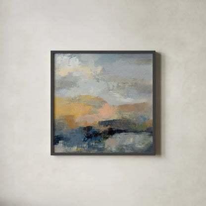 Dusk I by Silvia Vassileva. Shown in a sleek black glass frame for a contemporary gallery look. Available as an archival giclee rolled canvas, fine art paper, or poster print. SKU 85001a.