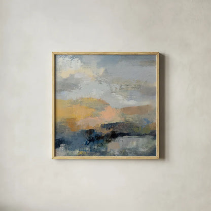 Dusk I by Silvia Vassileva. Shown in a natural wood glass frame for a timeless modern aesthetic. Available as an archival giclee rolled canvas, fine art paper, or poster print. SKU 85001a.