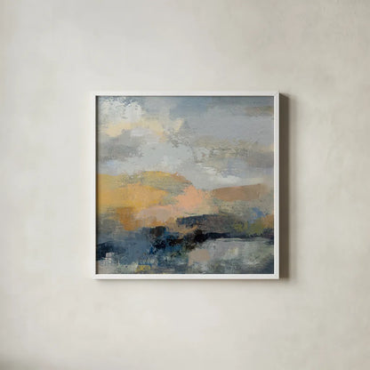 Dusk I by Silvia Vassileva. Shown in a crisp white glass frame for a clean and minimalist style. Available as an archival giclee rolled canvas, fine art paper, or poster print. SKU 85001a.